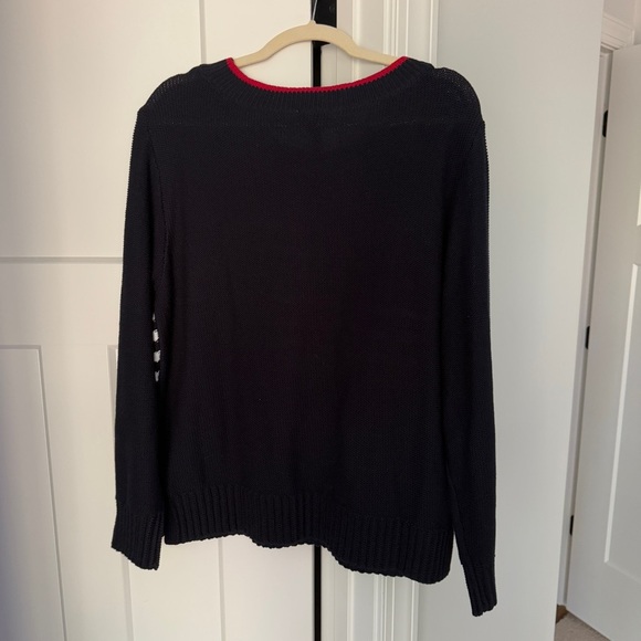 Talbots FLAG CREWNECK SWEATER Blue American knit pullover - Picture 5 of 5